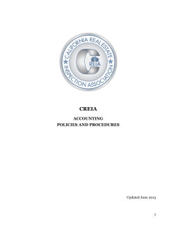 ACCOUNTING POLICIES AND PROCEDURES
