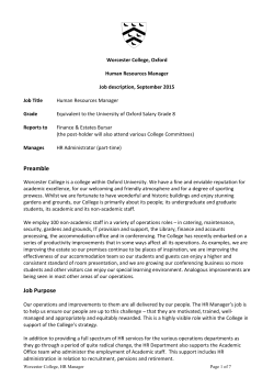 Preamble Job Purpose - Worcester College