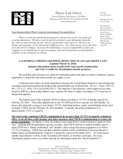 CALIFORNIA`S PRISON CROWDING