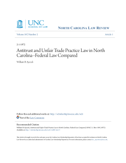 Antitrust and Unfair Trade Practice Law in North Carolina-