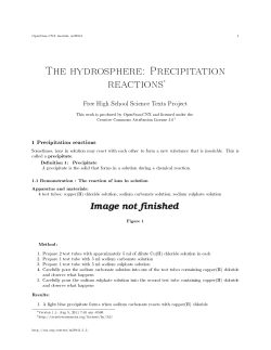 The hydrosphere: Precipitation reactions