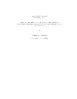 Joint and Combined Operations on the Hudson River