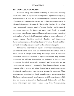 HETEROCYCLIC COMPOUNDS Literature survey revealed that the