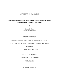 Saving Germany &ndash; North American Protestants and Christian