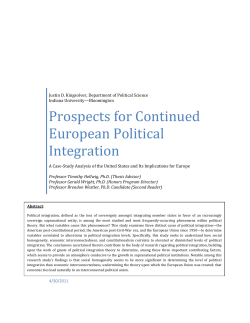 Prospects for Continued European Political Integration