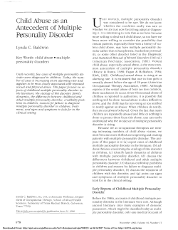 Child Abuse as an Antecedent of Multiple Personality Disorder