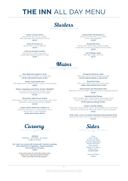 617 BAR MENU - INN at Woodhall Spa