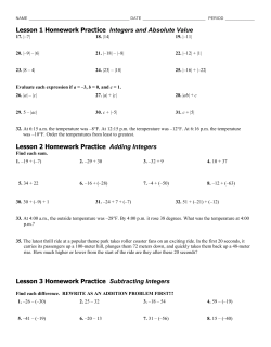 Lesson 1 Homework Practice Integers and Absolute Value Lesson 2
