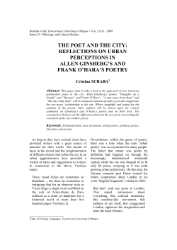 THE POET AND THE CITY: REFLECTIONS ON URBAN
