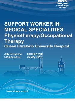 SUPPORT WORKER IN MEDICAL SPECIALITIES Physiotherapy