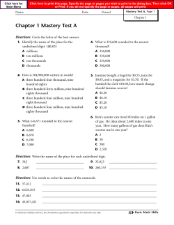 Chapter 1 Mastery Test A