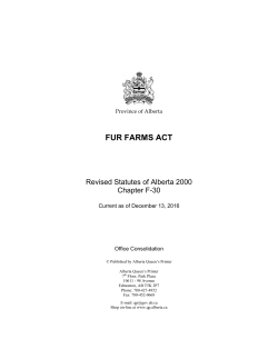 fur farms act - Alberta Queen`s Printer