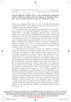 Beyond Oligarchy: Wealth, Power, and Contemporary Indonesian