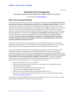 Closing the Texas Coverage Gap - Center for Public Policy Priorities