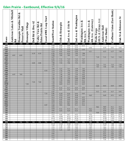Eden Prairie - Eastbound, Effective 9/6/16