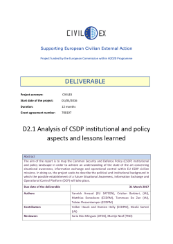 Analysis of CSDP institutional and policy aspects