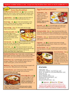 Every Day Breakfast Egg Breakfasts/Omelets A la Carte