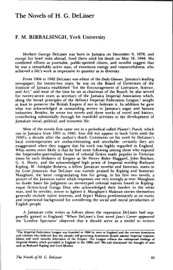 The Novels of H. G. DeLisser
