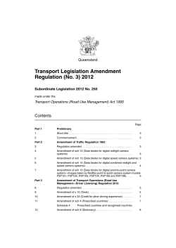 Transport Legislation Amendment Regulation (No. 3) 2012