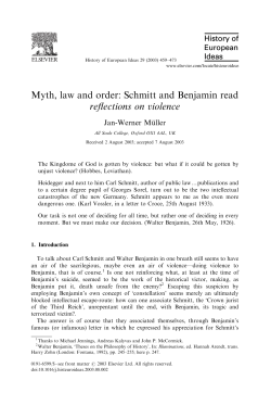 Myth, law and order: Schmitt and Benjamin read reflections on
