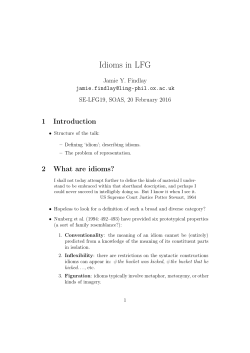 Idioms in LFG - General Guide To Personal and Societies Web