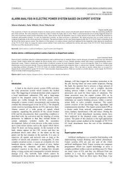 ALARM ANALYSIS IN ELECTRIC POWER SYSTEM BASED ON