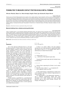 possibilities to measure contact friction in bulk metal forming