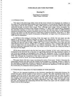 TONE SPACE AND TONE FEATURES BaoningFu