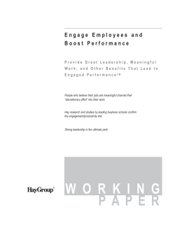 Engage Employees and Boost Performance HayGroup 2001