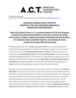 A.C.T.`s Master Of Fine Arts Program Announces Spring 2016