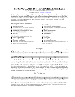singing games in the upper elementary