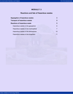 Reactions and fate of Hazardous wastes