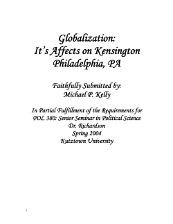 Globalization: It`s Affects on Kensington Philadelphia, PA