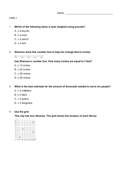 4.MD.1 1. Which of the following items is best weighed using pounds?