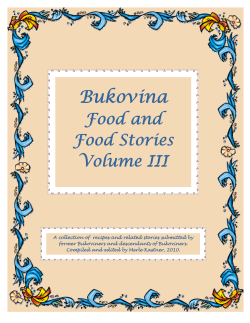 BUKOVINA COOKBOOK, VOLUME III-MERLE - Czernowitz