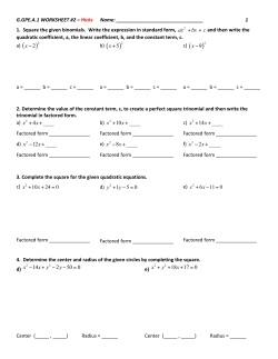 G.GPE.A.1 WORKSHEET #2 - Madison County Schools