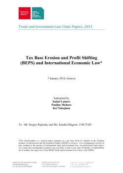 Tax Base Erosion and Profit Shifting (BEPS)