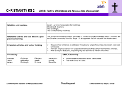 CHRISTIANITY KS 2 Unit 6: Festival of Christmas and Advent, a time