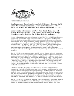 Live at Caff&egrave; Lena CD Press Release