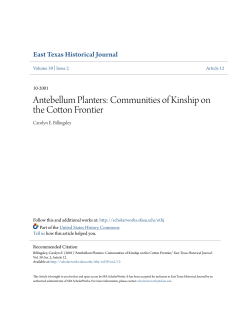 Antebellum Planters: Communities of Kinship on the Cotton Frontier