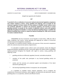 national gambling act 7 of 2004 - Casino Association Of South Africa