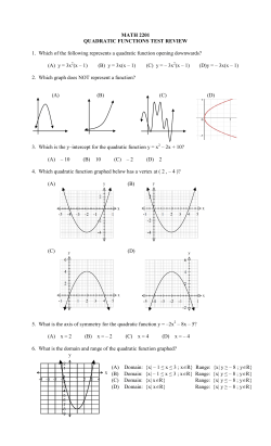 MATH 2201 QUADRATIC FUNCTIONS TEST