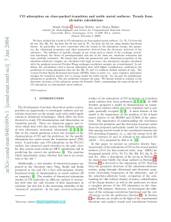 CO adsorption on close-packed transition and noble metal surfaces