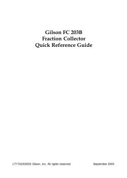 FC 203B Fraction Collector Quick Reference Guide
