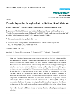 Plasmin Regulation through Allosteric, Sulfated, Small Molecules