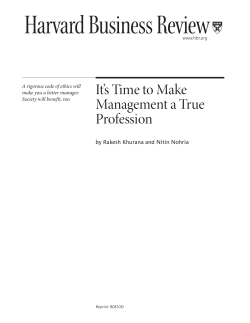 It`s Time to Make Management a True Profession