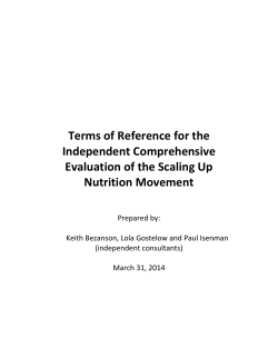Terms of Reference for the Independent Comprehensive Evaluation