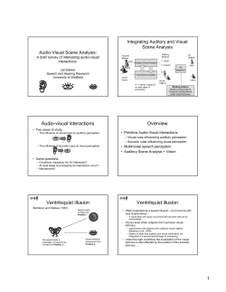 Audio-visual interactions Overview Ventriloquist illusion