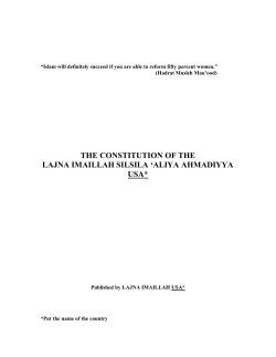 Lajna Constitution - Ahmadiyya Muslim Community, USA