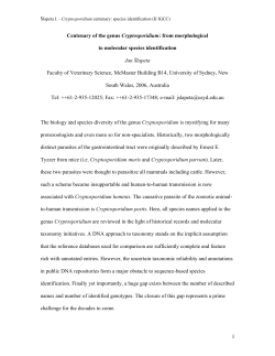1 Centenary of the genus Cryptosporidium
